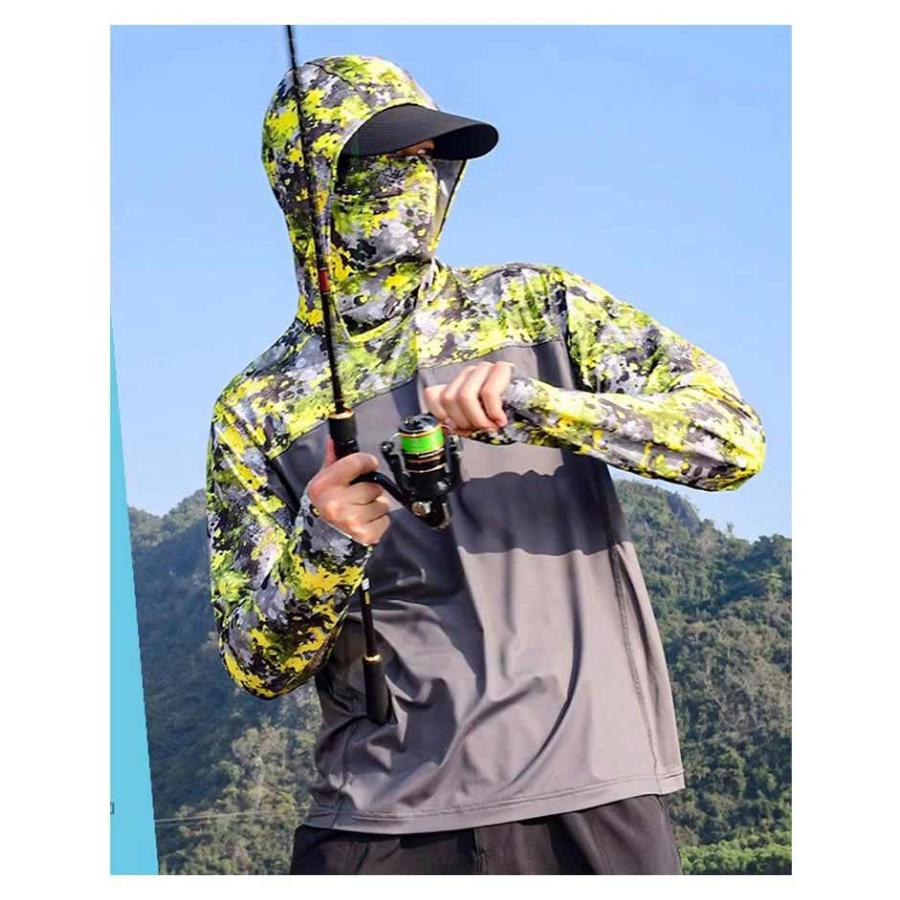 ラッシュガード 長袖 Tシャツ メンズ 吸汗 フェイスカバー フード付き
