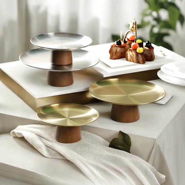 木製脚付き デザートプレート アフタヌーンティー ケーキスタンド