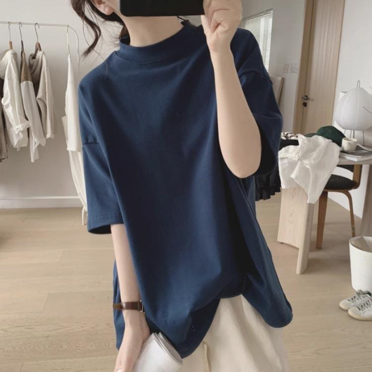 2枚セット カジュアル tシャツ ハイネック レディース 半袖tシャツ T
