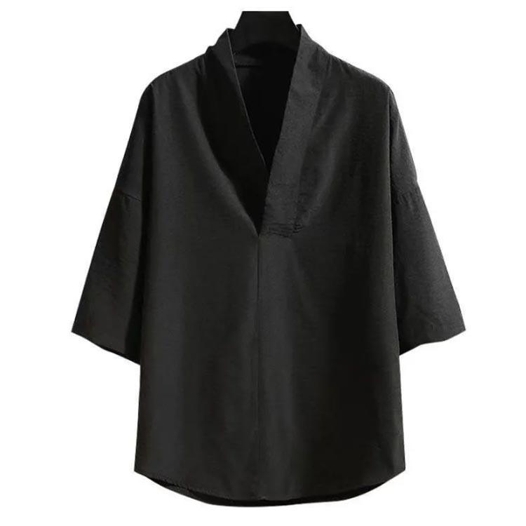 和装 着物 Vネック 五分袖 洗える 白 シャツ 男性 長襦袢 半襦袢 メンズ 襦袢 半袖 肌着 黒 下着 作務衣 浴衣 インナー 半襦袢 Tシャツ |  | 04