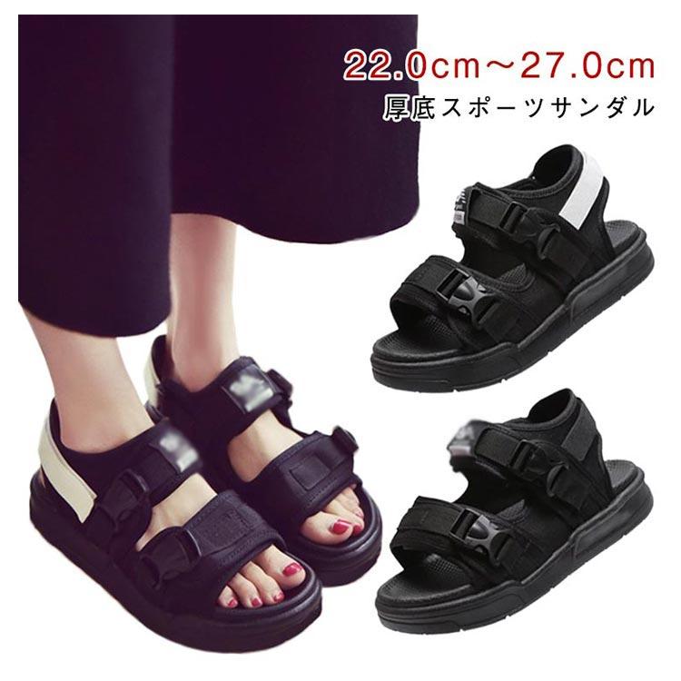 【超美品】☆LE TALON 厚底スポーツサンダル ブラック ベルクロ 人気 サンダル スリッパ 厚底 疲れない レディース スポーツサンダル 幅広