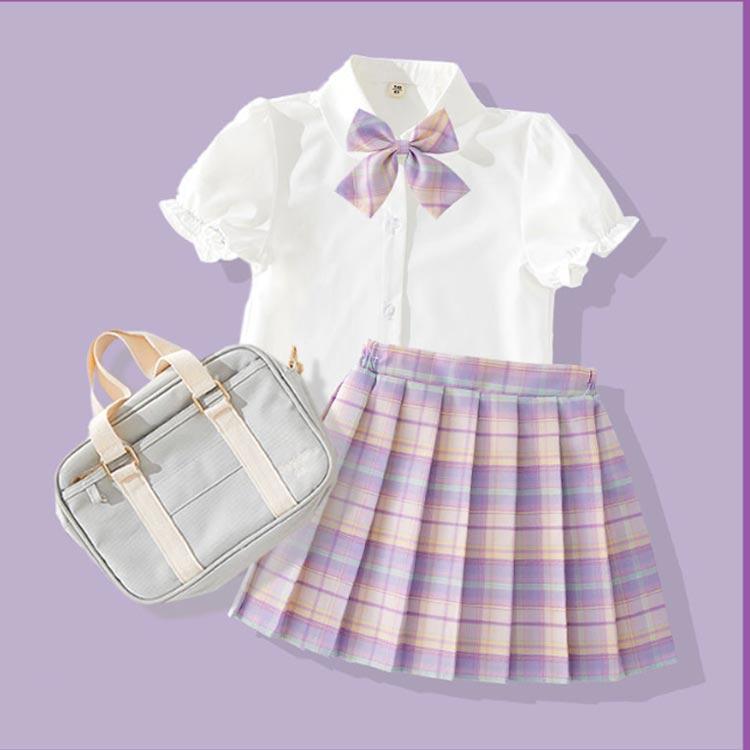 制服 3点セット キッズ 女の子 プリーツスカート 半袖 フリル袖