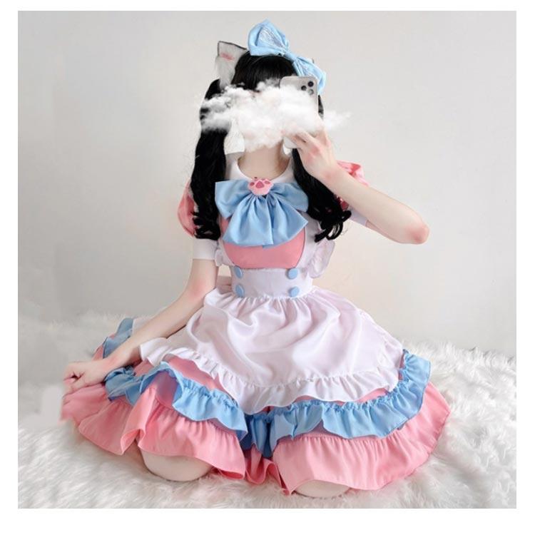 ハロウィン コスプレ 衣装 メイド服 5点セット エプロン 大人 子供