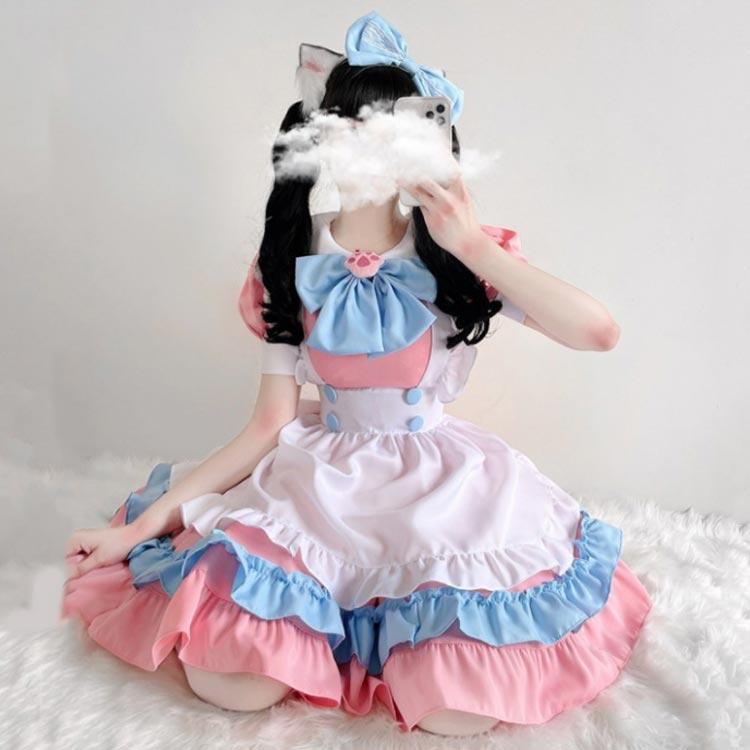 ハロウィン コスプレ 衣装 メイド服 5点セット エプロン 大人 子供