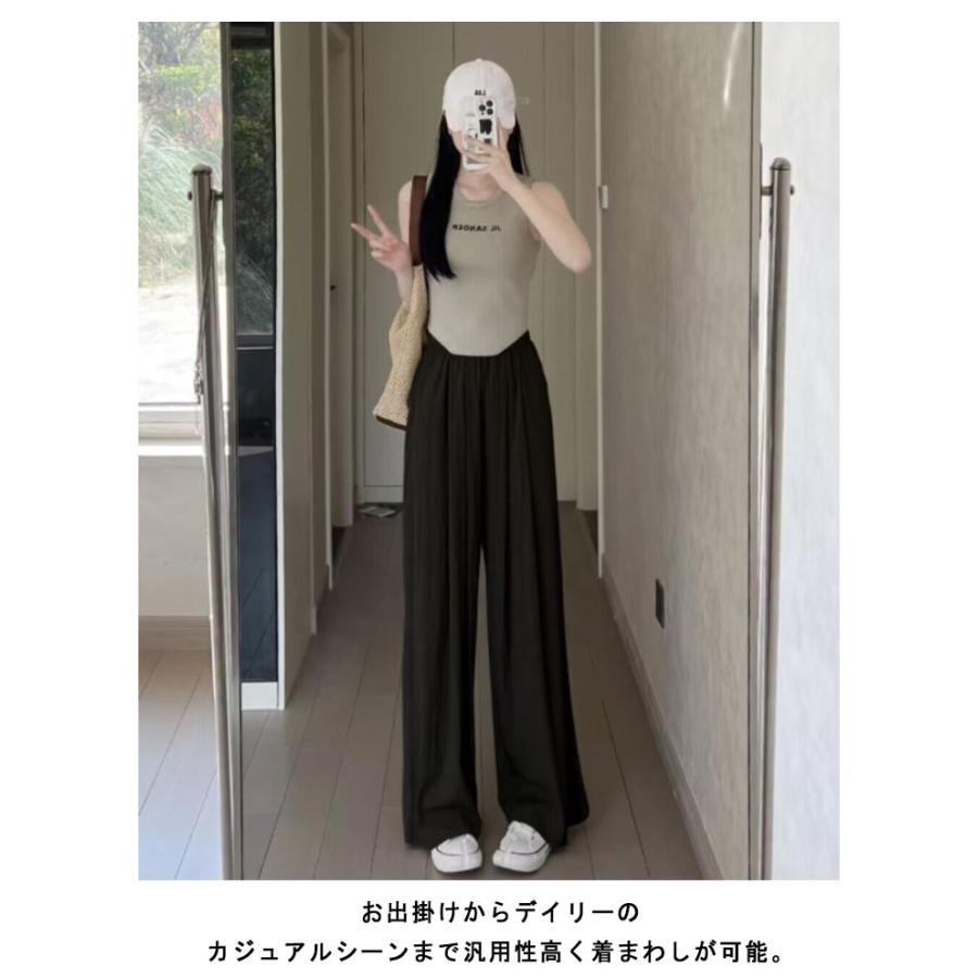 ロワズィール　イージーガウチョパンツ　袴パンツ　ソフトグレー　オルカドット 2枚セット さらさら ワイドパンツ シワ加工 レディース イージーパンツ