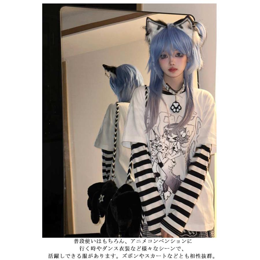 ロンT レディース 長袖tシャツ 原宿系 ストリート系 長袖 ゆったり T