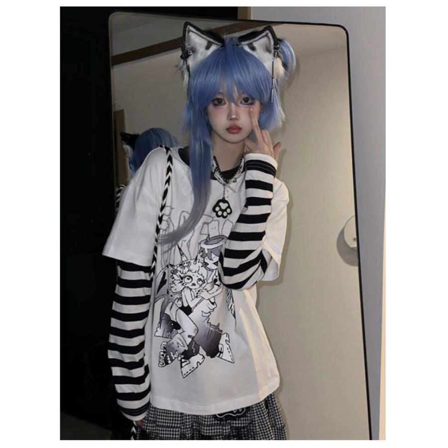 ロンT レディース 長袖tシャツ 原宿系 ストリート系 長袖 ゆったり T
