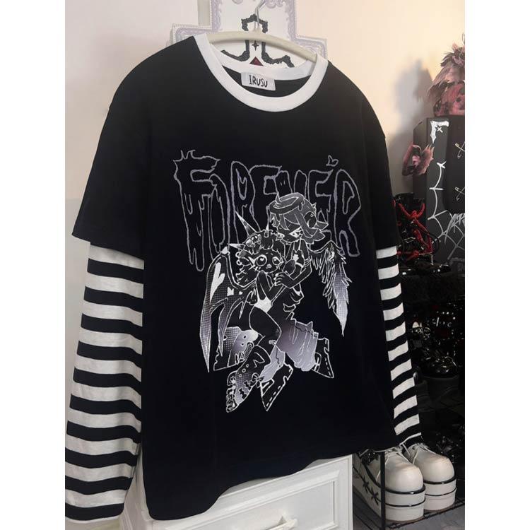 ロンT レディース 長袖tシャツ 原宿系 ストリート系 長袖 ゆったり T