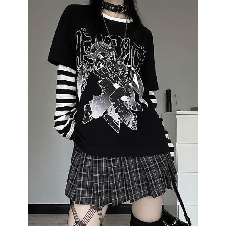 ロンT レディース 長袖tシャツ 原宿系 ストリート系 長袖 ゆったり T