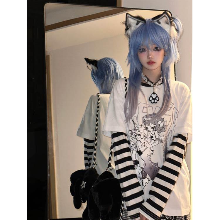ロンT レディース 長袖tシャツ 原宿系 ストリート系 長袖 ゆったり T