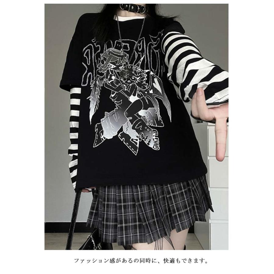 ロンT レディース 長袖tシャツ 原宿系 ストリート系 長袖 ゆったり T