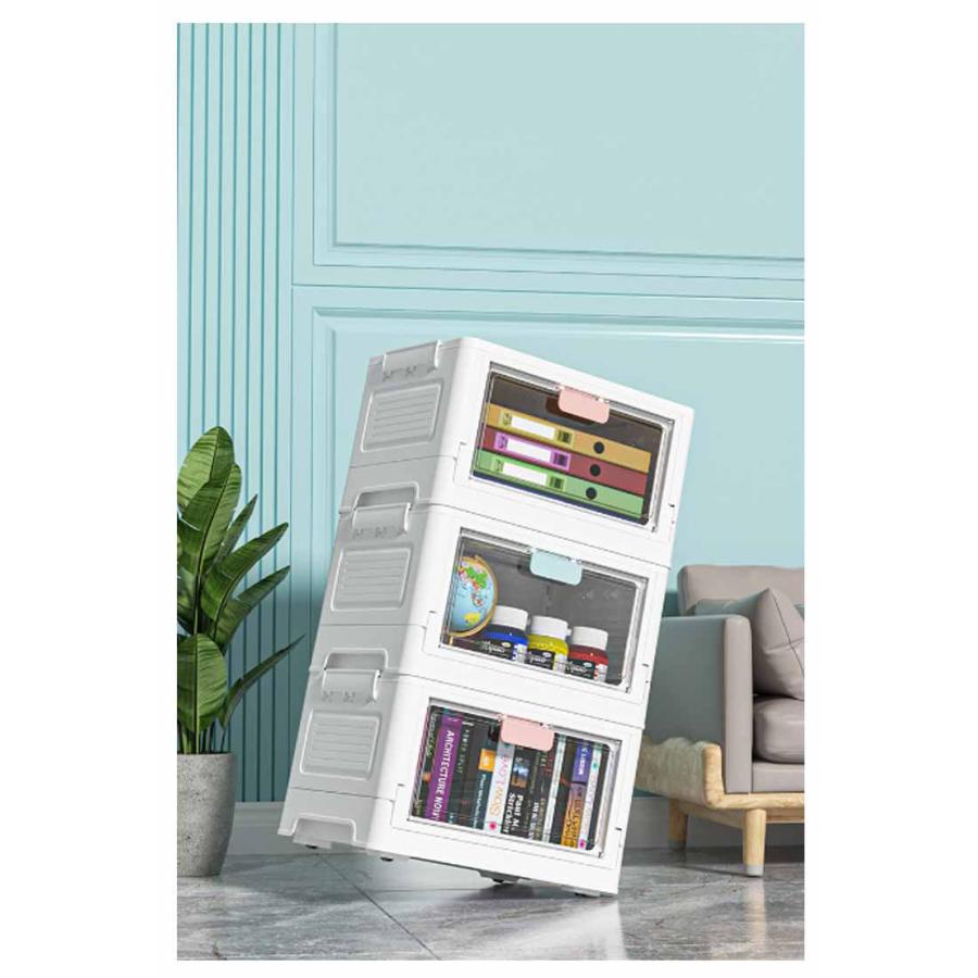 前開き 収納ボックス 折りたたみ コンテナ ボックス 大容量 蓋付き