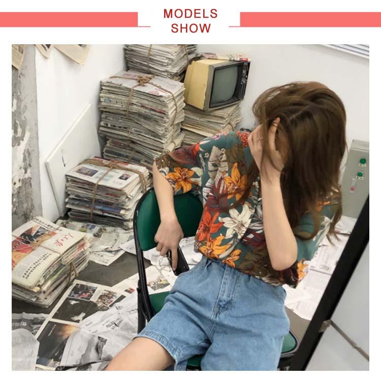 アロハシャツ レディース トップス 夏 シャツ ブラウス 総柄 シンプル
