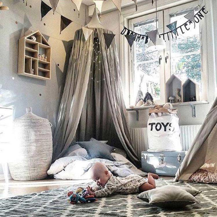 天蓋カーテン ベビーベッド 子供部屋 天蓋 ベッド 蚊帳 テント ベッド