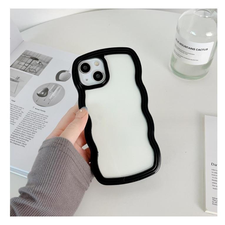 iPhone15 Pro Max Plus ケース うねうね ウェーブ なみなみ クリア