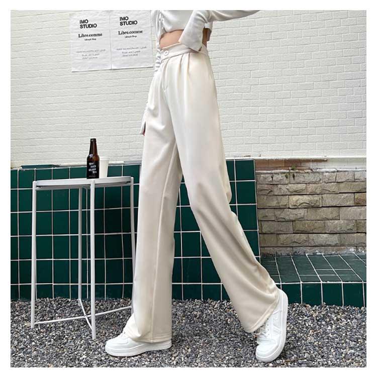 パンツ レディース ハイウエスト 美脚 脚長効果 ストレートパンツ