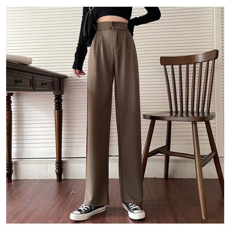 ボトムス ハイウエスト ワイドパンツ レディース ボトムス シンプル カジュアル ストレートパンツ  脚長効果 マニッシュ 春 夏 秋 キレナチュ パンツ レディース ハイウエスト 美脚 脚長効果 ストレートパンツ