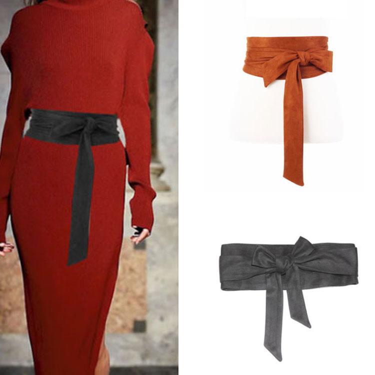 送料無料)サッシュベルト レディース リボン サッシュ スエード調