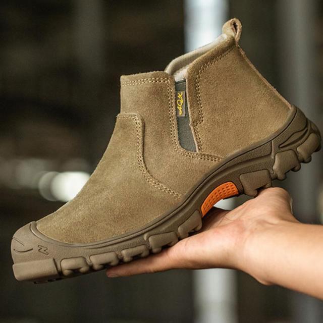 作業靴 安全靴 溶接 スエード革 ハイカット 紐無しブーツ サイドゴア