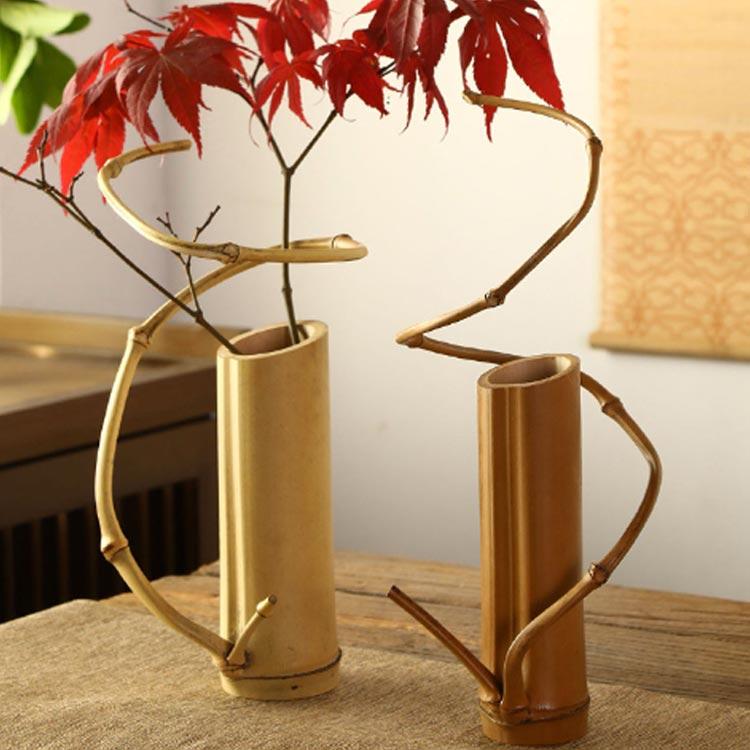 花瓶　　一輪挿し　　手作り　一品制作品 一輪挿し 手作り花瓶 竹製 2個セット 花瓶 花びん 竹の一輪挿し