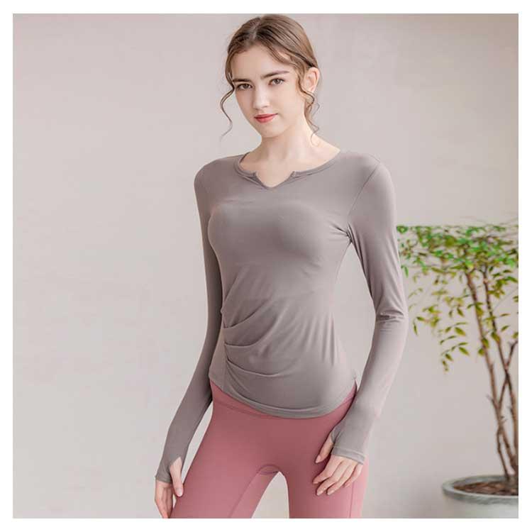 送料無料 ヨガウェア トップス 長袖 レディース カップ付き 指穴付き