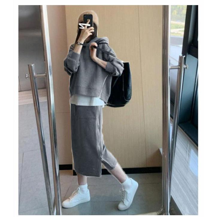 セットアップ スカート 上下セット フードパーカー 秋 冬 長袖 タイト