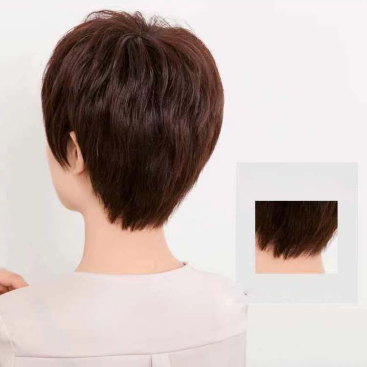 人毛100% 手植えフルウィッグ 医療ウィッグ ショートカール ダークブラウン 送料無料 医療用ウイッグ ショート 手植え 脱毛 カール ウィッグ