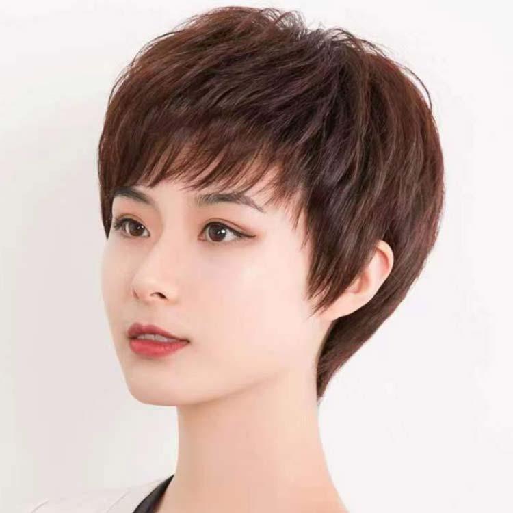 送料無料 医療用ウイッグ ショート 手植え 脱毛 カール ウィッグ