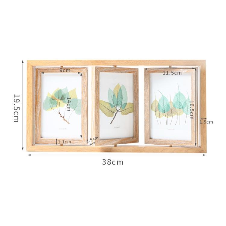 回転 フォトフレーム 3連 6面 クルクル ターン 卓上 かわいい L判 6枚