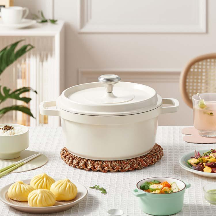 ホーロー鍋 鉄鋳物 ホーロー 両手鍋 20cm 深型 蓋付き IH対応 ガス火