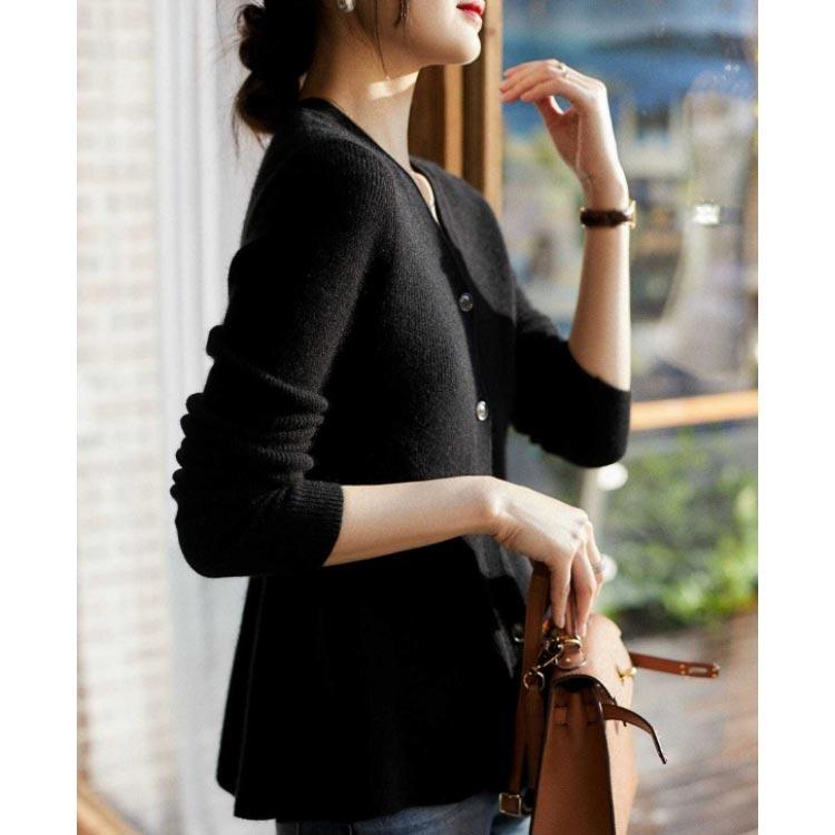 32★ペプラムニット カーディガン トップス ブラック Lサイズ ブラック ペプラム ニット トップス レディース Vネック ペプラムニット