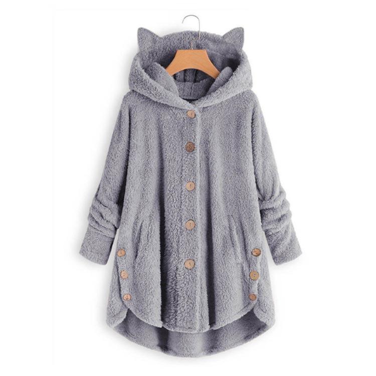 パーカー レディース 猫耳フード付き トレーナー ロング ジャケット