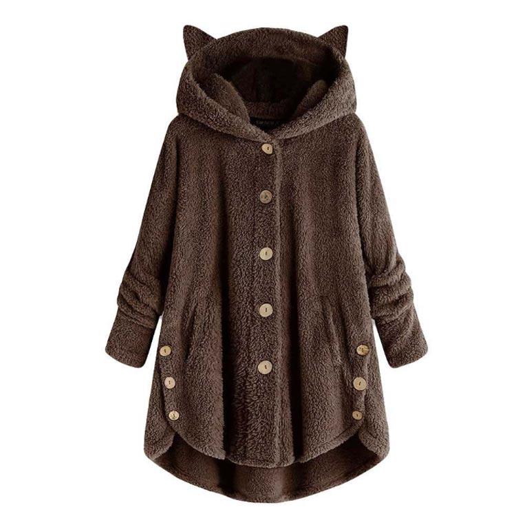 【Rydia】新品タグ付き　猫　フード付きコート　ブラウン　ポケット　ボア パーカー レディース 猫耳フード付き トレーナー ロング ジャケット