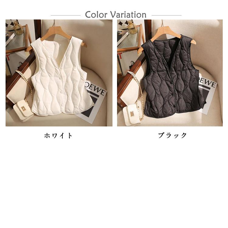スピックアンドスパン　Vネック中綿ロングベスト　ジレ　ダウン　アウター　ベージュ Spick & Span（スピックアンドスパン）の「#Vネック中綿ロングベスト
