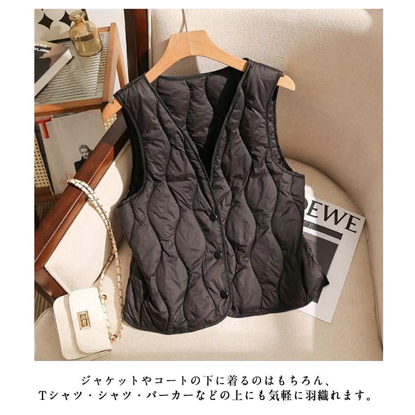 スピックアンドスパン　Vネック中綿ロングベスト　ジレ　ダウン　アウター　ベージュ Spick & Span（スピックアンドスパン）の「#Vネック中綿ロングベスト