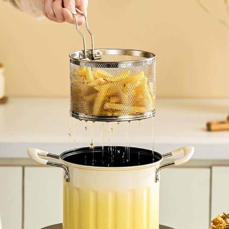3L 天ぷら鍋 揚げ鍋 こし器付き ガラス蓋付き ステンレス 両手鍋 深型