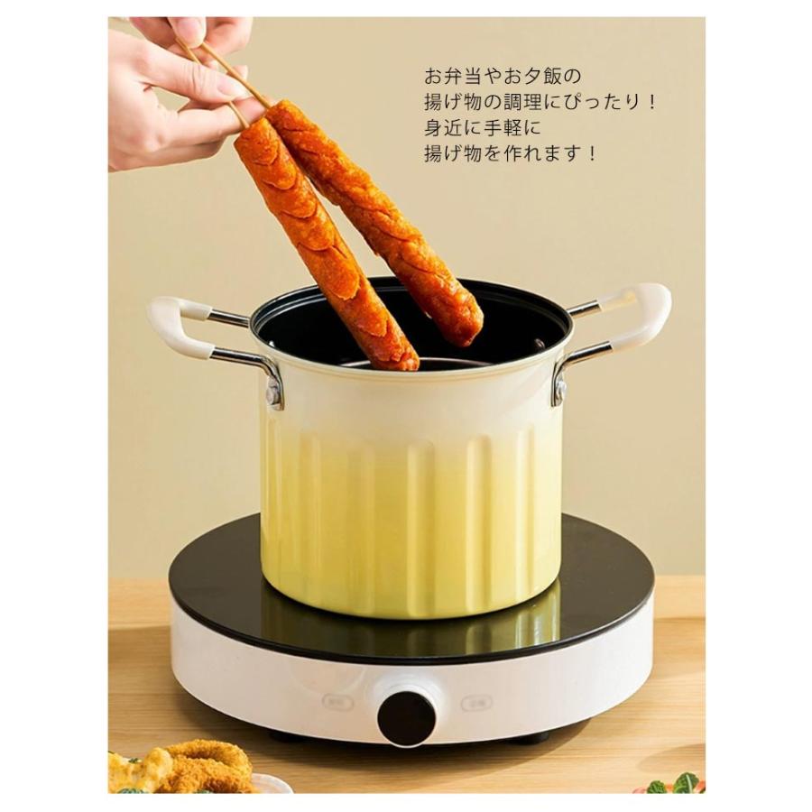 3L 天ぷら鍋 揚げ鍋 こし器付き ガラス蓋付き ステンレス 両手鍋 深型