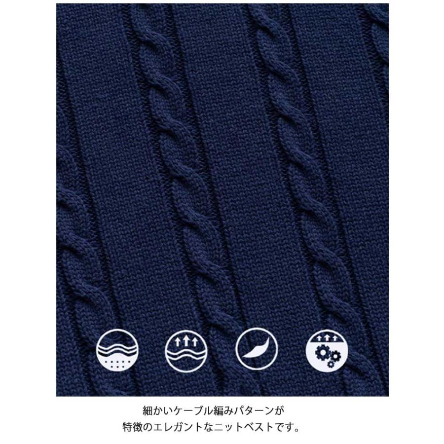 ベスト 秋 冬 裏起毛 厚手 ニットベスト Vネック ケーブル編み メンズ