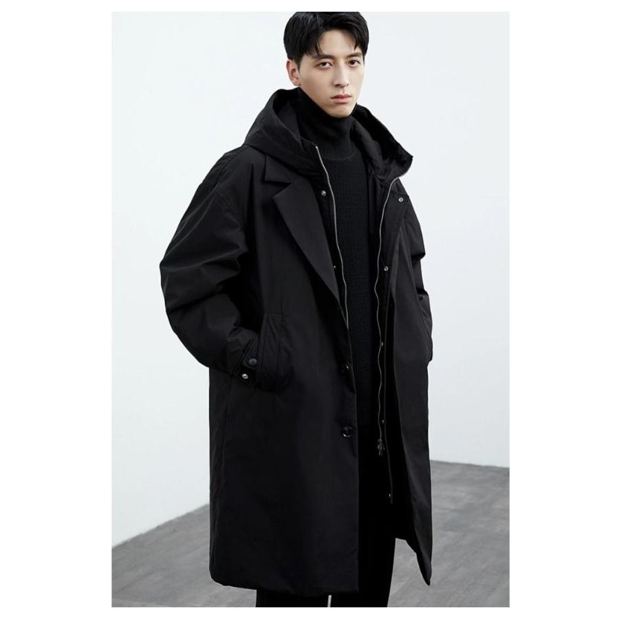 コート メンズ トレンチコート ロング丈 中綿 厚手 ミリタリーコート