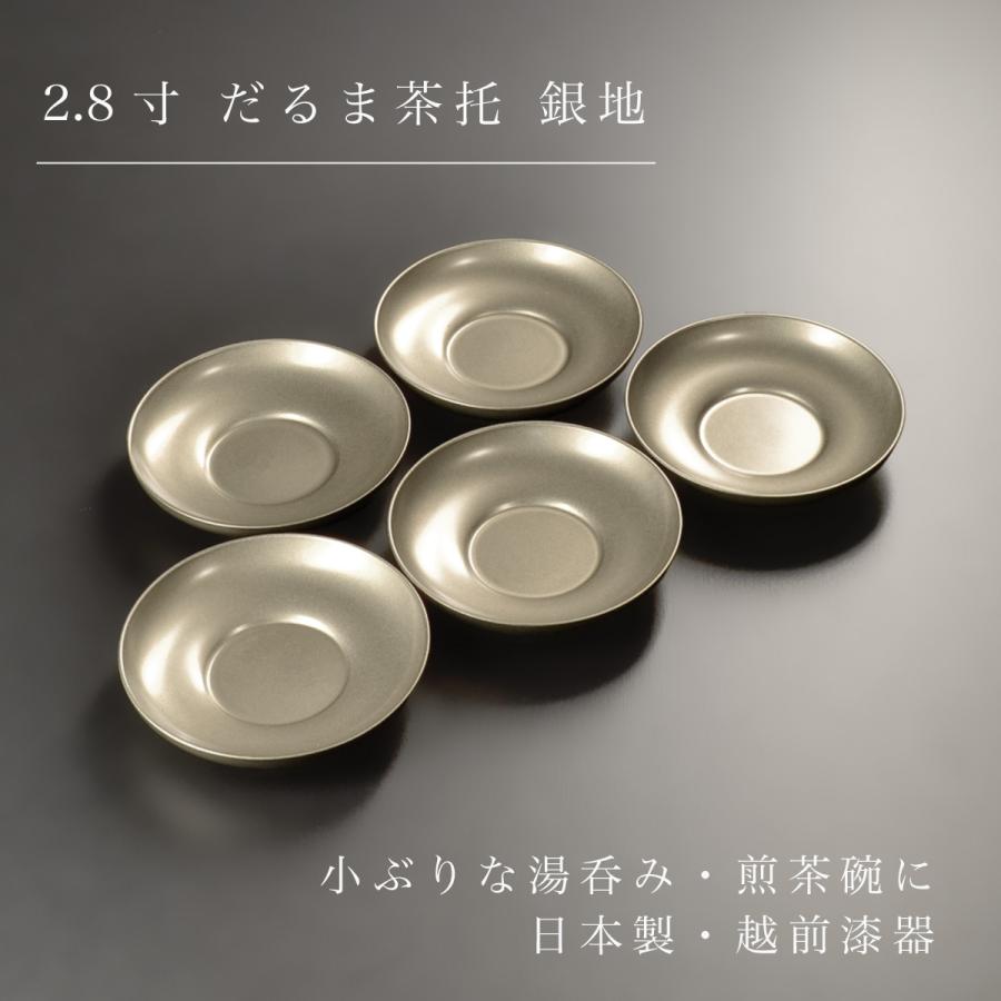 茶托 セット 5枚組 2.8寸 だるま茶托 銀地 シルバー 越前漆器 日本製