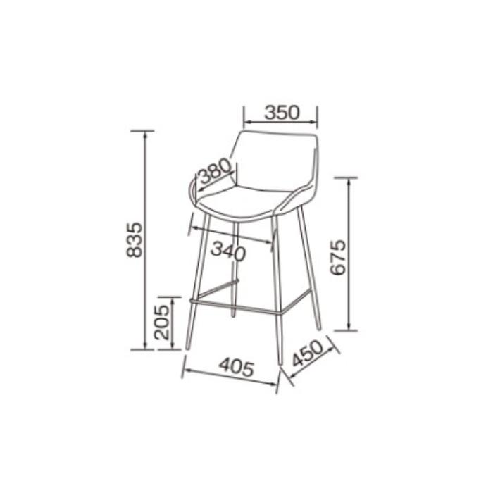 カウンターチェア 完成品 CC-231-B 幅460x奥行490x高さ835mm 桜屋工業