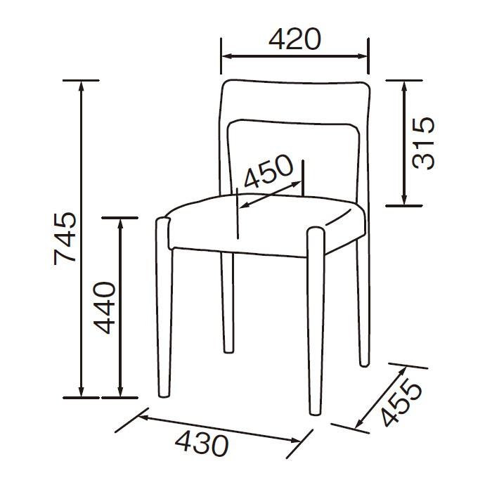 ダイニングチェア 2脚入 DC-119N 幅430x奥行455x高さ745mm 桜屋工業