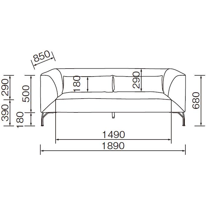 ソファ 脚部組立式 LS-405-F 幅1890x奥行850x高さ680mm 桜屋工業 ソファ 脚部組立式 LS-405-F 幅1890x奥行850x高さ680mm 桜屋工業