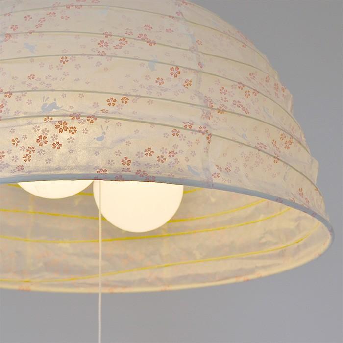 2灯 和紙 ペンダントライト tent 花うさぎピンク 電球付属なし 
