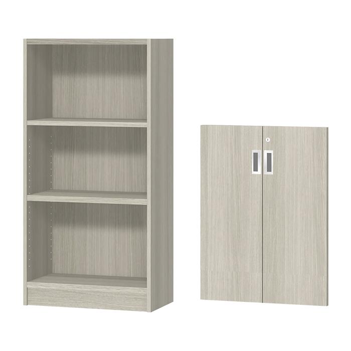 本棚 2段扉付 鍵付 横幅オーダー 受注生産 組立式 OFS 幅45〜59x奥行