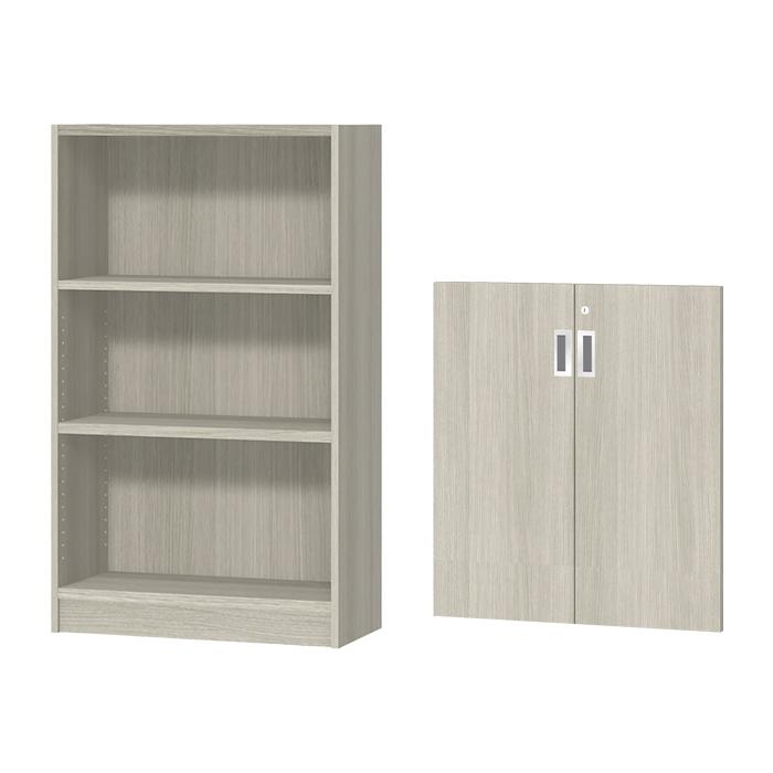 本棚 2段扉付 鍵付 横幅オーダー 棚板1.5cmピッチ加工 受注生産 組立式