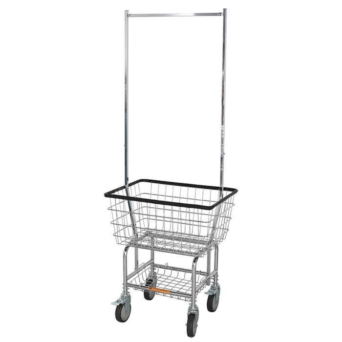 ランドリー 手押し車 精神的な統合式 LAUNDRY CART WITH POLE RACK CHROME H20-0139CR 幅600x奥ふかさ450x高さ1660粍 ダルトン ランドリー収納-家具、インテリア