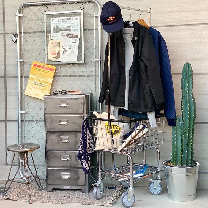 LAUNDRY CART WITH POLE RACK CHROME 【公式通販】