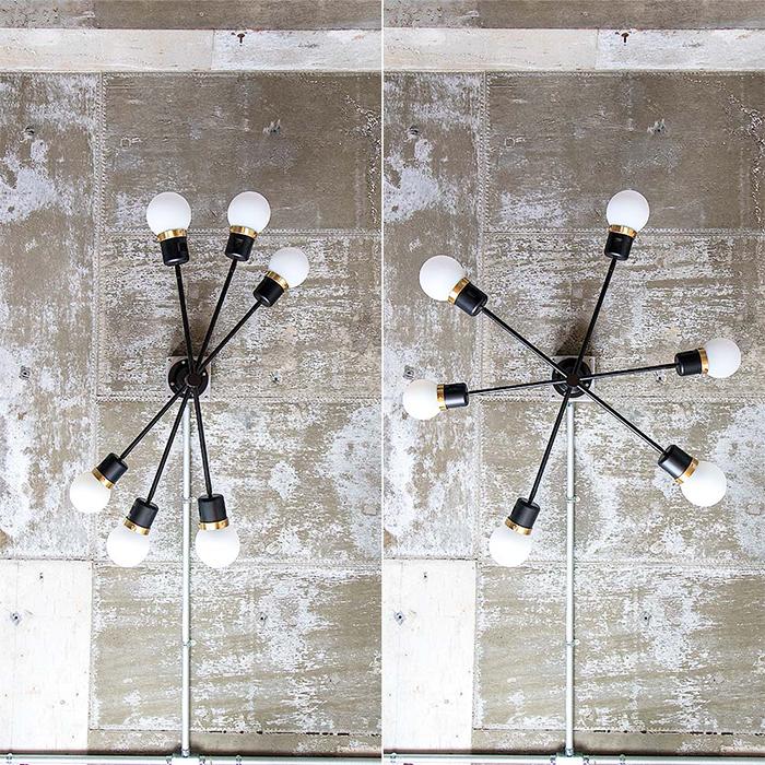 照明 電球別売 デボン 6灯 シーリングライト TC-1014-BK 幅1160x奥行