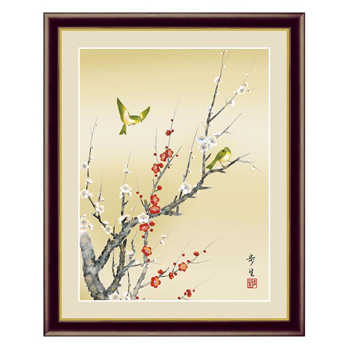 額絵 梅に鶯 梅に鶯〜松梅鳥図』 額絵織物